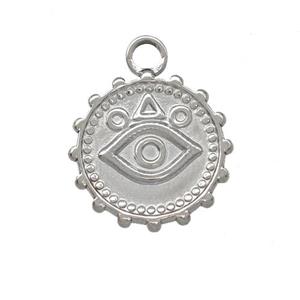 Raw Stainless Steel Eye Pendant Circle, approx 15mm [SSB5412]