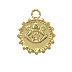 Stainless Steel Eye Pendant Circle Gold Plated, approx 15mm [SSB5413]