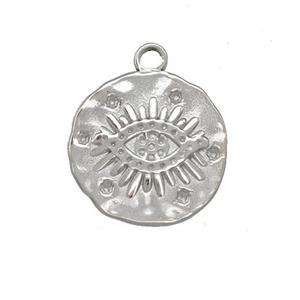 Raw Stainless Steel Eye Charms Pendant Circle, approx 16mm [SSB5416]