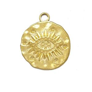 Stainless Steel Eye Charms Pendant Circle Gold Plated, approx 16mm [SSB5417]