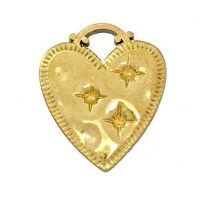 Stainless Steel Heart Pendant Star GoldPlated, approx 17-18mm [SSB5419]
