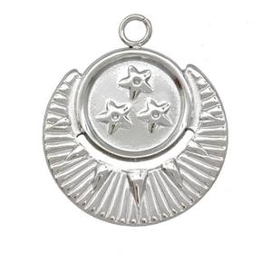 Raw Stainless Steel Moon Star Pendant, approx 21mm [SSB5420]