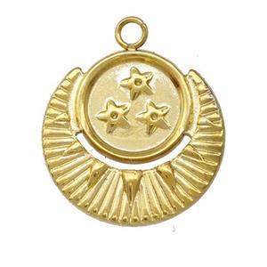 Stainless Steel Moon Star Pendant Gold Plated, approx 21mm [SSB5421]