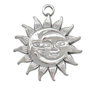 Raw Stainless Steel Sun Moon Pendant, approx 35mm [SSB5432]