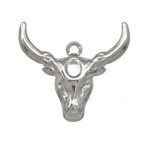 Raw Stainless Steel Bull Head Pendant Cow, approx 22-25mm [SSB5434]