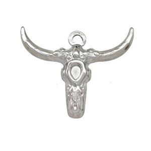 Raw Stainless Steel Bull Head Pendant Cow, approx 20-25mm [SSB5436]
