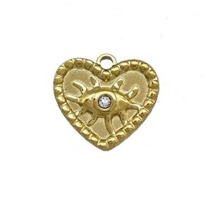 Stainless Steel Heart Eye Pendant Pave Rhinestone Gold Plated, approx 15mm [SSB5443]
