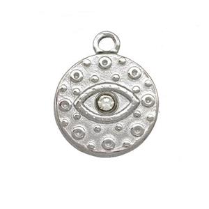 Raw Stainless Steel Eye Pendant Pave Rhinestone Circle, approx 15mm [SSB5444]