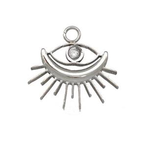 Raw Stainless Steel Eye Pendant Pave Rhinestone, approx 15-20mm [SSB5448]