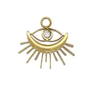 Stainless Steel Eye Pendant Pave Rhinestone Gold Plated, approx 15-20mm [SSB5449]