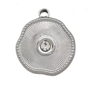 Raw Stainless Steel Sun Pendant Pave Rhinestone, approx 20mm [SSB5450]