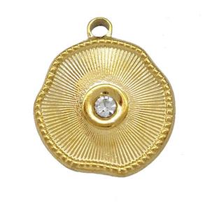 Stainless Steel Sun Pendant Pave Rhinestone Gold Plated, approx 20mm [SSB5451]