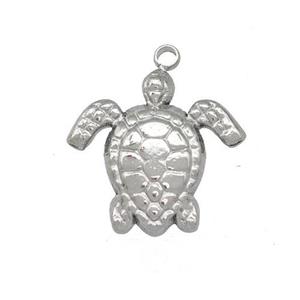 Raw Stainless Steel Tortoise Charms Pendant, approx 15mm [SSB5452]
