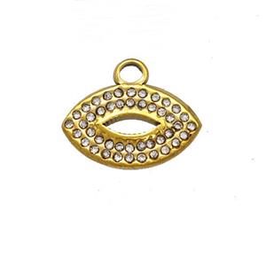 Stainless Steel Lips Pendant Pave Rhinestone Gold Plated, approx 9-15mm [SSB5459]