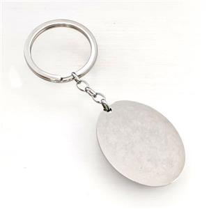 Raw Stainless Steel Key Chain Oval Pendant, approx 30-40mm, 32mm [SSB5491]