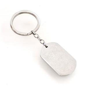 Raw Stainless Steel Key Chain Rectangle Pendant, approx 23-38mm, 32mm [SSB5492]