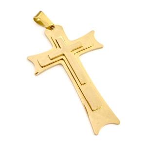 Stainless Steel Cross Pendant Gold Plated, approx 35-60mm [SSB5496]