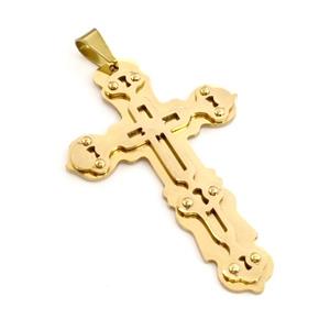 Stainless Steel Cross Pendant Gold Plated, approx 40-60mm [SSB5504]