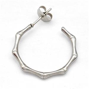 Raw Stainless Steel Studs Earrings Bamboo, approx 24mm [SSB5789]