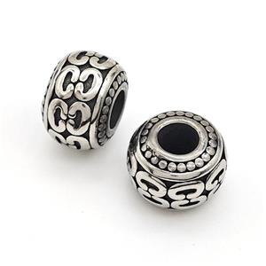 Stainless Steel Rondelle Beads Large Hole Antique Silver, approx 9-12mm, 5mm hole [SSB5795]