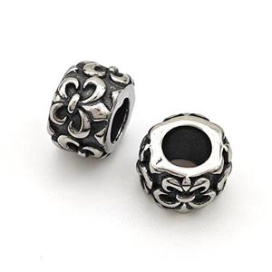 Stainless Steel Rondelle Beads Large Hole Antique Silver, approx 7-10mm, 5mm hole [SSB5796]