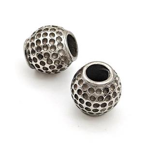 Raw Stainless Steel Round Beads Large Hole, approx 10mm, 5mm hole [SSB5797]