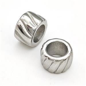 Raw Stainless Steel Tube Beads Large Hole, approx 11mm, 7mm hole [SSB5803]