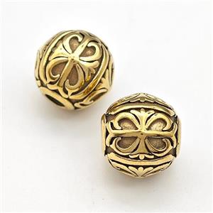 Stainless Steel Round Beads Large Hole Gold Plated, approx 11mm [SSB5804]