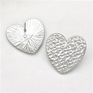 Raw Stainless Steel Stud Earring Heart, approx 22mm [SSB5805]