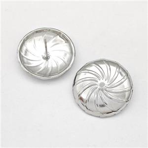 Raw Stainless Steel Stud Earring, approx 20mm [SSB5809]