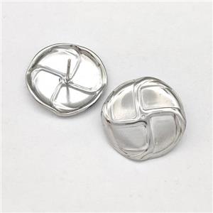 Raw Stainless Steel Stud Earring Fan, approx 20mm [SSB5814]