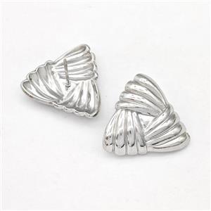 Raw Stainless Steel Stud Earring Triangle, approx 20mm [SSB5816]