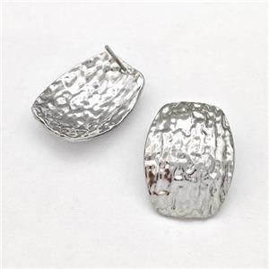 Raw Stainless Steel Stud Earring Hammered, approx 15-20mm [SSB5819]