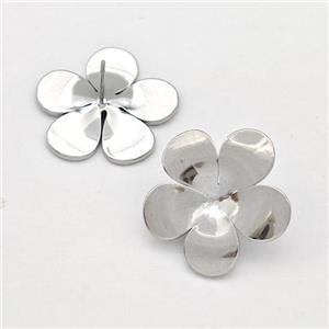 Raw Stainless Steel Stud Earring Flower, approx 20mm [SSB5821]