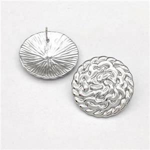Raw Stainless Steel Stud Earring Circle, approx 22mm [SSB5827]