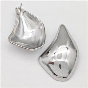 Raw Stainless Steel Stud Earring Teardrop, approx 25-38mm [SSB5829]