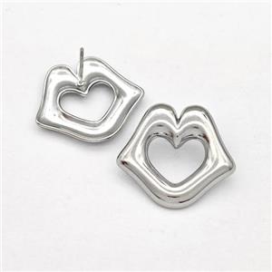 Raw Stainless Steel Stud Earring Lips, approx 20-22mm [SSB5831]