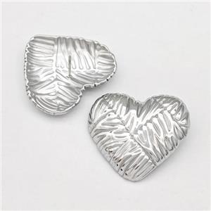 Raw Stainless Steel Stud Earring Heart, approx 26mm [SSB5832]