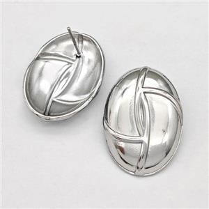 Raw Stainless Steel Stud Earring, approx 19-28mm [SSB5834]