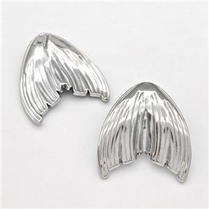 Raw Stainless Steel Stud Earring Shark-tail, approx 25-30mm [SSB5835]