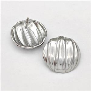 Raw Stainless Steel Stud Earring, approx 20mm [SSB5836]