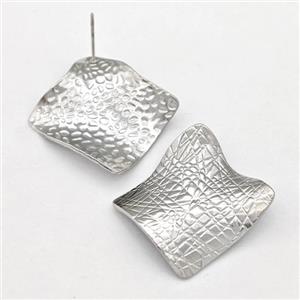 Raw Stainless Steel Stud Earring, approx 30mm [SSB5838]