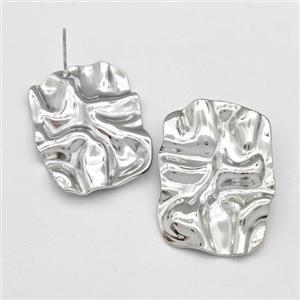 Raw Stainless Steel Stud Earring, approx 22-30mm [SSB5840]