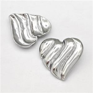 Raw Stainless Steel Stud Earring Heart, approx 25mm [SSB5844]
