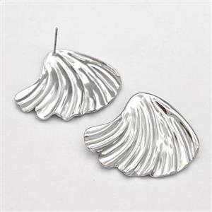 Raw Stainless Steel Stud Earring Leaf, approx 24-32mm [SSB5847]