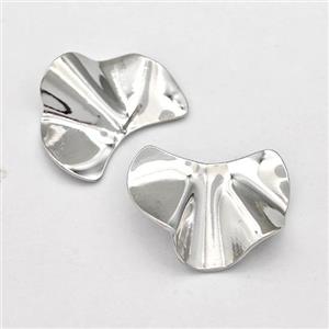 Raw Stainless Steel Stud Earring Leaf, approx 20-25mm [SSB5848]