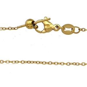 Stainless Steel Necklace Rolo Chain Gold Plated, approx 1.3mm, 42cm length [SSB5859]