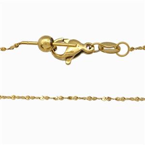 Stainless Steel Necklace Chain Gold Plated, approx 1mm, 42cm length [SSB5867]