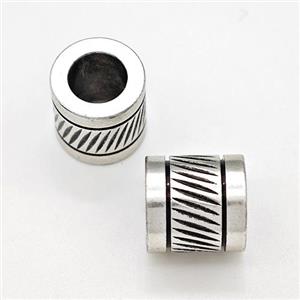 Raw Stainless Steel Tube Beads Large Hole, approx 10mm, 6mm hole [SSB5872]