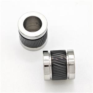 Stainless Steel Tube Beads Large Hole Black Plated, approx 10mm, 6mm hole [SSB5873]